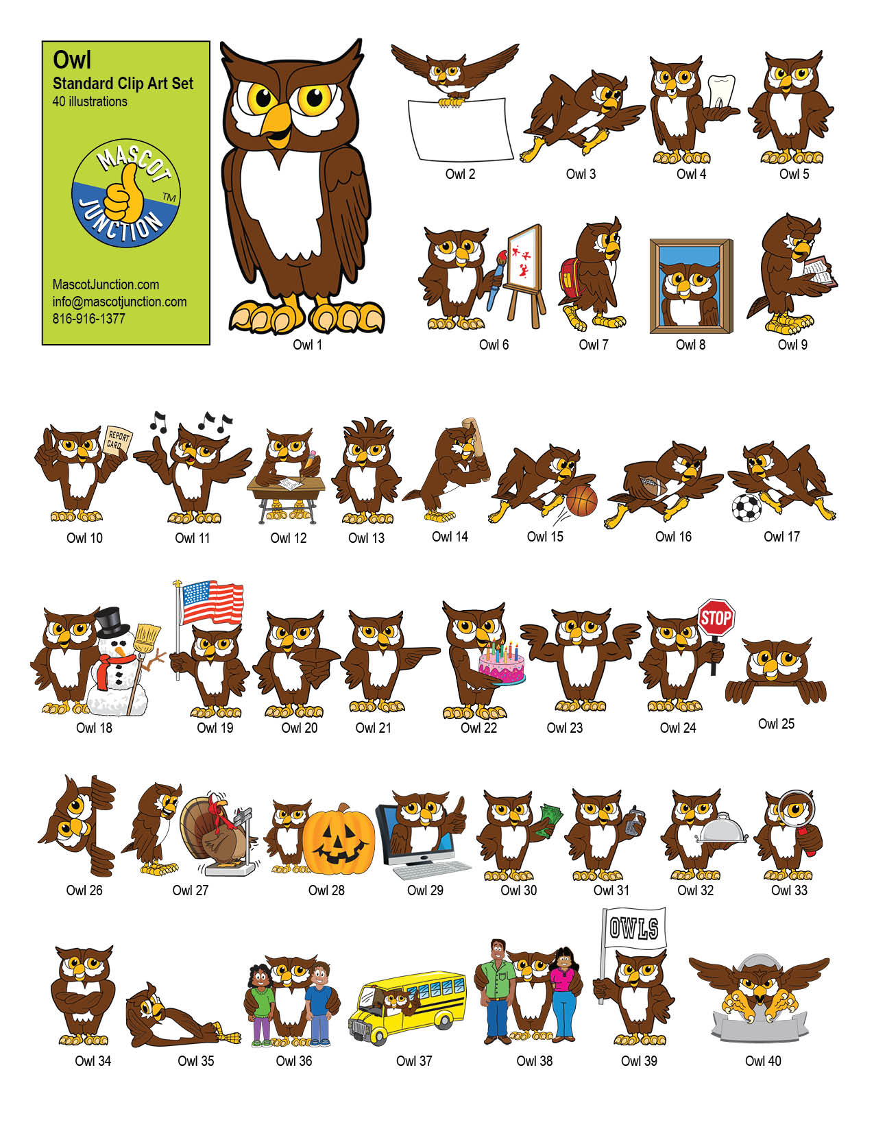 Owl Mascot Clipart Illustrations