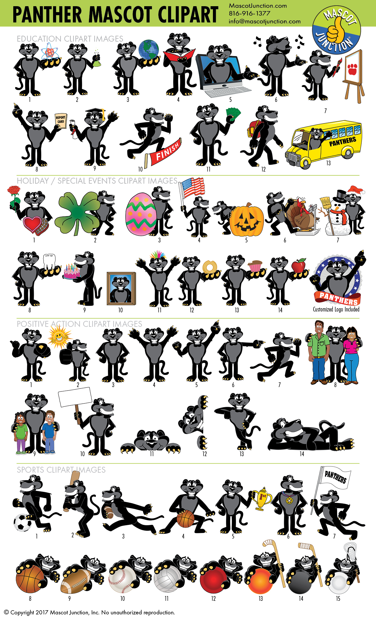 Panther Mascot Clipart Illustrations